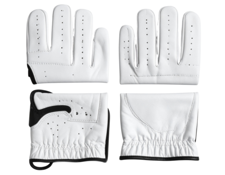 Minimalist Top View of Polyester Golf Gloves with Grip Coating Isolated on Transparent Background