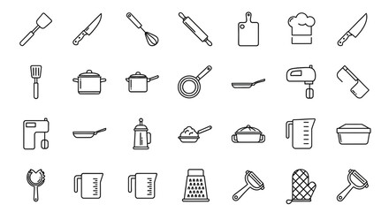 Black vector silhouette icon set for kitchen utensils and cooking equipment for web_transparent.svg