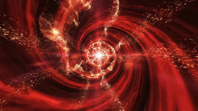 Futuristic Red Energy Vortex Swirl. Abstract Digital Background for Technology, Innovation, Data, and Power.