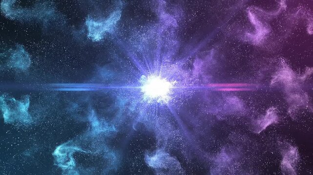 Abstract Glowing Energy Burst with Swirling Particles for Technology and Digital Transformation