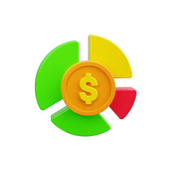pie chart 3d render icons
