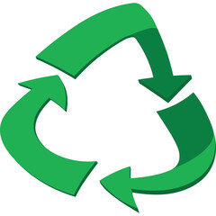 Green Recycling Symbol With Arrows Showing Circular Motion Against A White Background