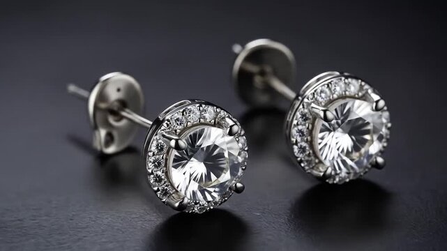 Close-up of elegant diamond stud earrings