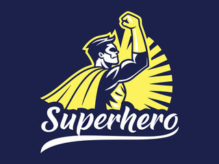 Female Superhero Emblem with Shield and Cape Illustration
