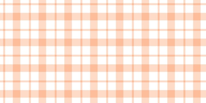 Orange gingham checkered pattern background. Seamless peach plaid design. Soft and sweet vintage aesthetic. Orange white gingham check tablecloth picnic style traditional.	