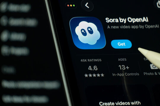 Dhaka, Bangladesh- 24 Oct 2025: A iPad screen displaying the Sora by OpneAI app on App store.