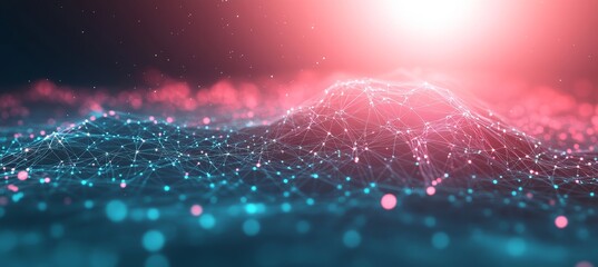 Futuristic Data Visualization with Interconnected Dots and Lines Representing Complex Networks