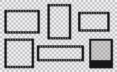 Movie frame template on a transparent background. Vector illustration of a movie frame with space for your image