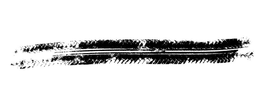 Detailed Black Tire Tracks With One Or Two Wheel Imprints Top View Isolated On A Transparent Background