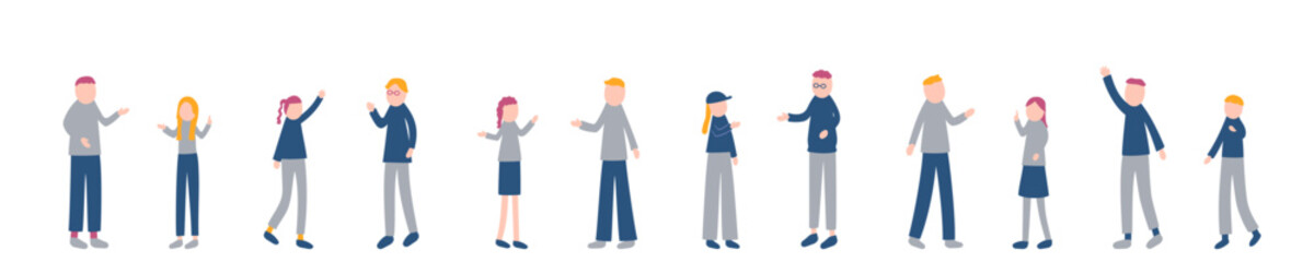 秋を過ごす人々のイラストセット