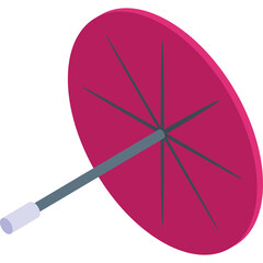 A Red Umbrella With A Gray Handle And White Tip On A Transparent Background