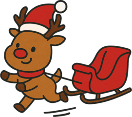 Christmas Party Rudolph Santa Sled Gift Delivery