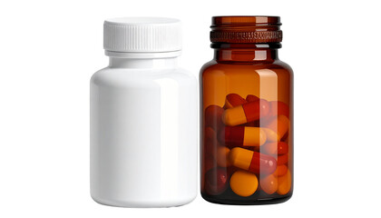  3. Prescription Pill Jar and Tablet Packaging, isolated on transparent background