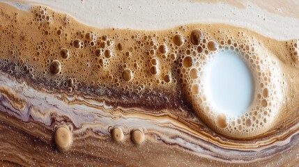 Obraz premium Bubbling coffee mixture kitchen food photography warm environment close-up view culinary art