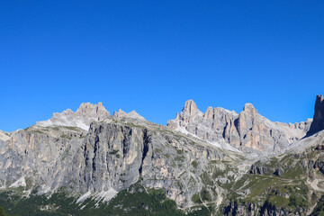 Aerial view of rocky Dolomites cliffs