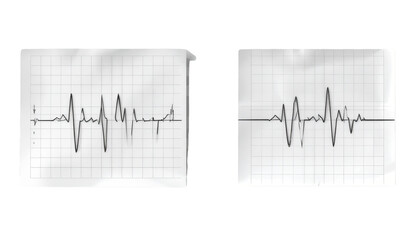 2. Electrocardiogram Graph Line on Medical Paper, isolated on transparent background
