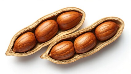 Two peanuts in a pod, isolated on white background