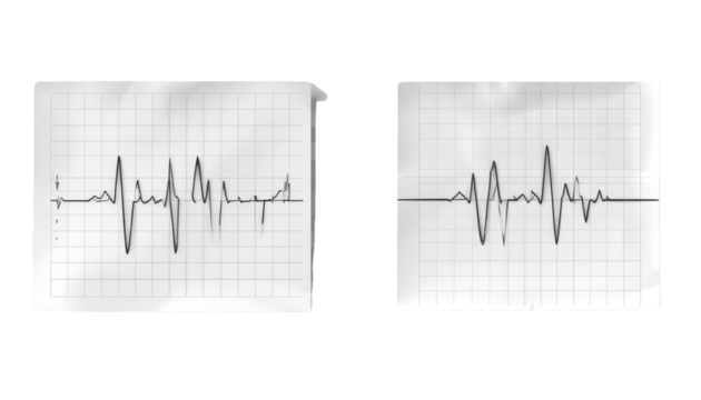 2. Electrocardiogram Graph Line on Medical Paper, isolated on transparent background