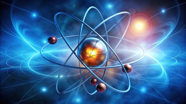 Atom's nucleus and electron cloud detail