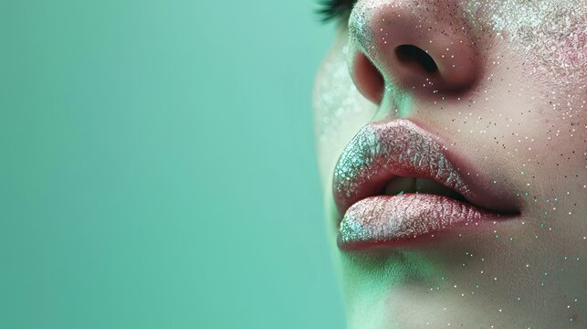 
a young woman's outfit in soft tones and glitter.