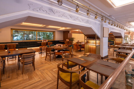 Contemporary restaurant interior blending modern style with traditional details