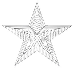 Obraz premium Monochrome Star Shape with Lines, Abstract Geometric Icon, Five Pointed Star Symbol, Stylized Hand Drawn Style