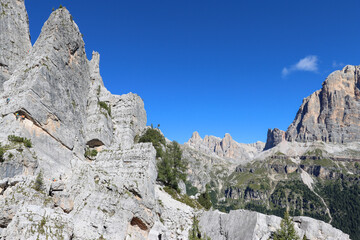 Surrounded by rocks and cliffs - hiking path near Cinque Torri