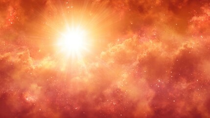 Abstract celestial cloudscape with bright sunlight and dreamy atmosphere