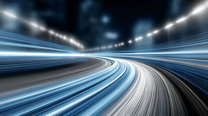 Speed of Light on Curved Roads Fast-Paced Travel Illustrating Modern Technology and Dynamics