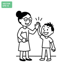 Teacher and student share a joyful high five celebrating success together