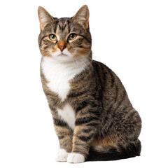 Domestic cat sitting png feline png pet png animal png whiskers png cute png calm png portrait png fur png kitty png transparent background image