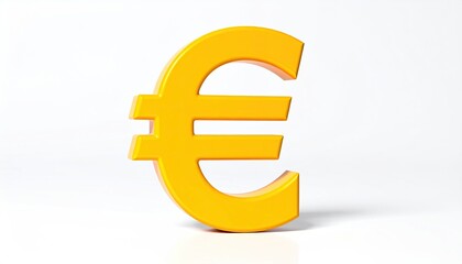 Glossy 3D golden euro symbol against a white background, financial design