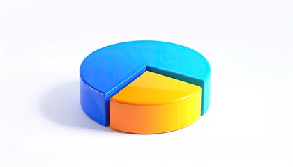 Obraz premium 3D render of a pie chart with blue and orange segments, on a white backdrop