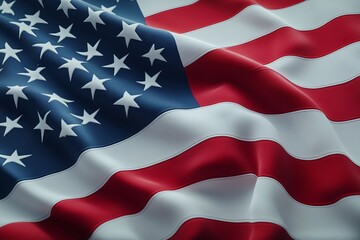 A Proud American Flag Waves in the Breeze, Symbolizing Freedom, Patriotism, and National Unity