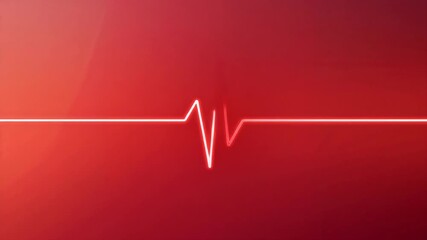 Animating white ECG waveform rising and falling on red gradient screen representing heartbeat - Powered by Adobe