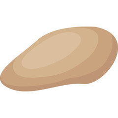A simple brown oval shaped object with a slight shadow effect on a transparent background representing a smooth pebble or a flattened stone