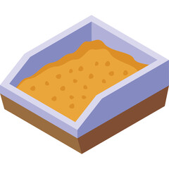 A Sandbox With Sand And A Blue Rim And Brown Base Isometric View Of A Toy Sandbox For Children To Play In Isolated On A White Background