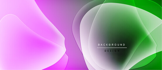 Abstract fluid shapes blend pink, green hues. Soft gradients create modern background design. Minimal text adds subtle branding element.