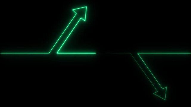 green  Glowing Neon arow Home Icon Animation &ndash; House Symbol Sign Seamless on Black Background, 4k video