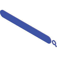 A simple blue pen with a small silver ring attached to its clip seen from a high angle on a transparent white background
