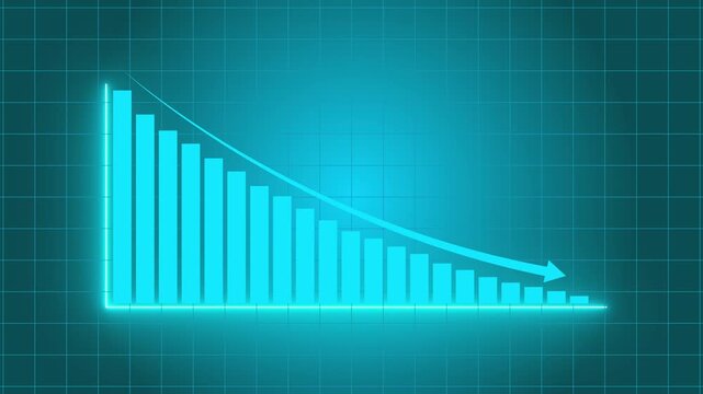 downward bar chart with arrow showing financial decline on dark background