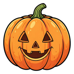 Smiling Halloween Pumpkin Cartoon on Black Background