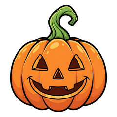 Cartoon Halloween Pumpkin with Smiling Face