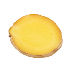 Single Sliced Ginger Piece Showing Vibrant Yellow Interior