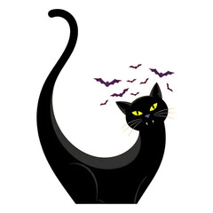 Black Cat and Bats for Halloween