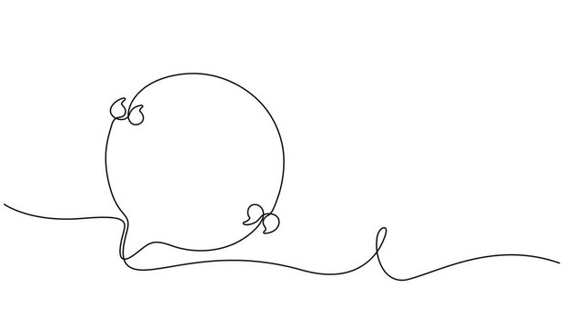 Self drawing line animation quotation mark box quote continuous one single line drawn concept video, Quotation mark with space bubble animation. Full length single line animation illustration.