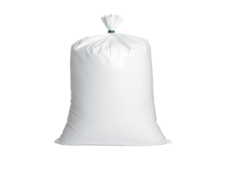 White plastic garbage bag mockup isolated on plain background for branding, packaging design, or advertisement presentations.