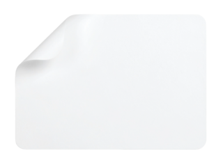 Blank paper mockup with curl, isolated on white background, perfect for showcasing designs, branding presentations, or stationery product visualization.