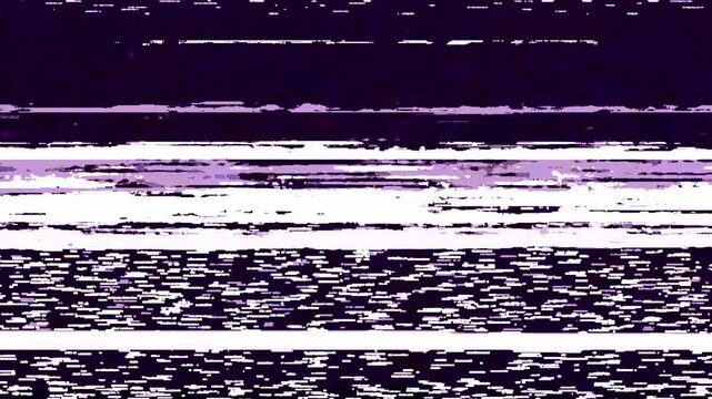 Authentic vhs tape noise with heavy purple and white static, tracking distortion, and glitches. Use as overlay for retro 80s or 90s television screen