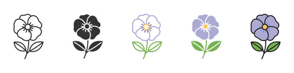 Petunia flower icon set, vector illustration .,